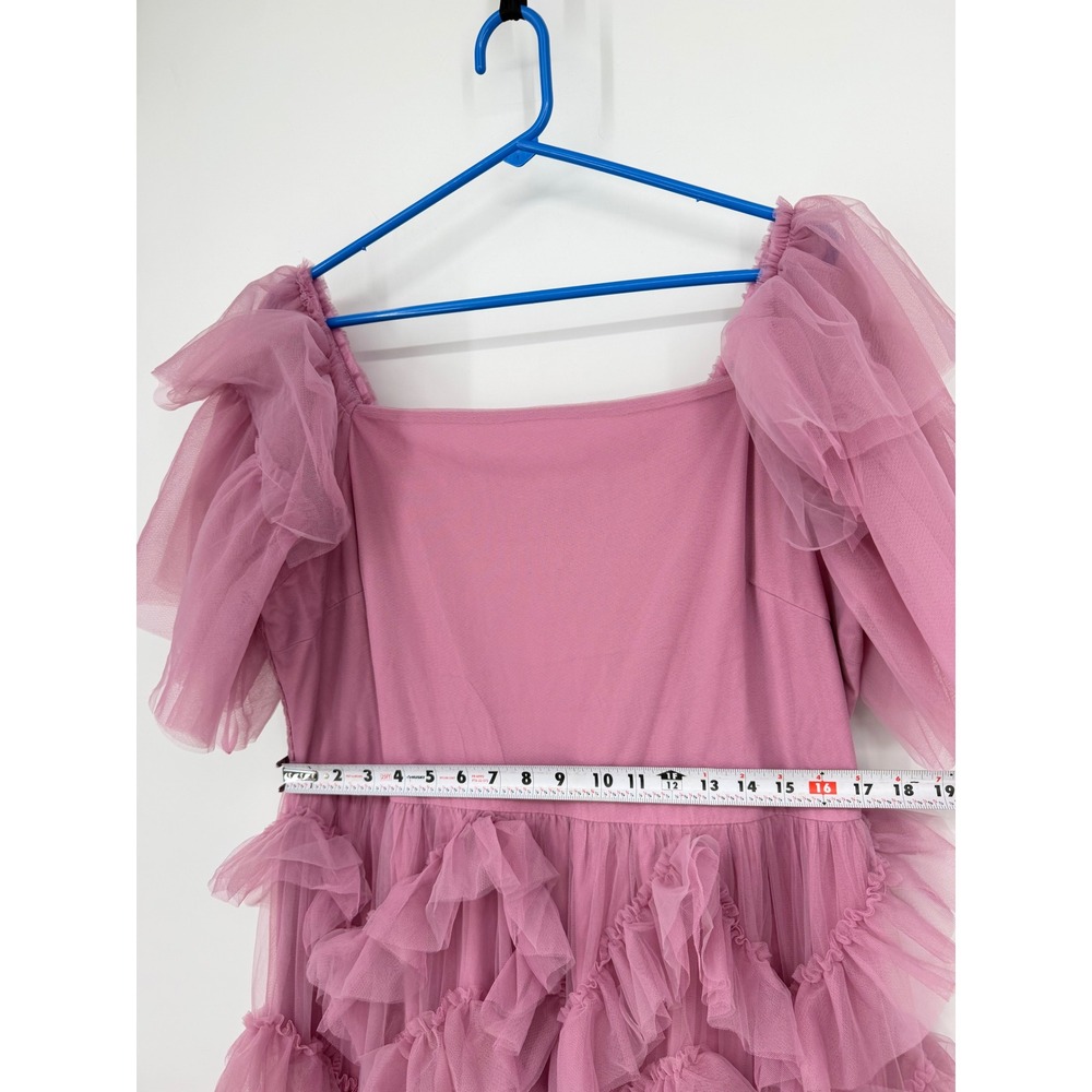 NEW JessaKae Isla Tulle Tiered Ruffle Flutter Sleeve Smocked Dress 1XL Lavendar - Picture 12 of 13